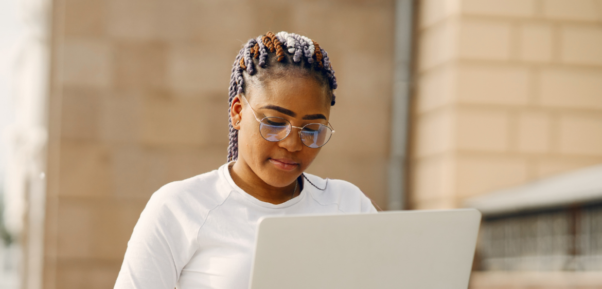 African American Woman on laptop 