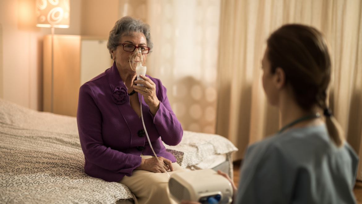 Elderly woman on nebulizer for COPD: When is it time to choose  hospice care?