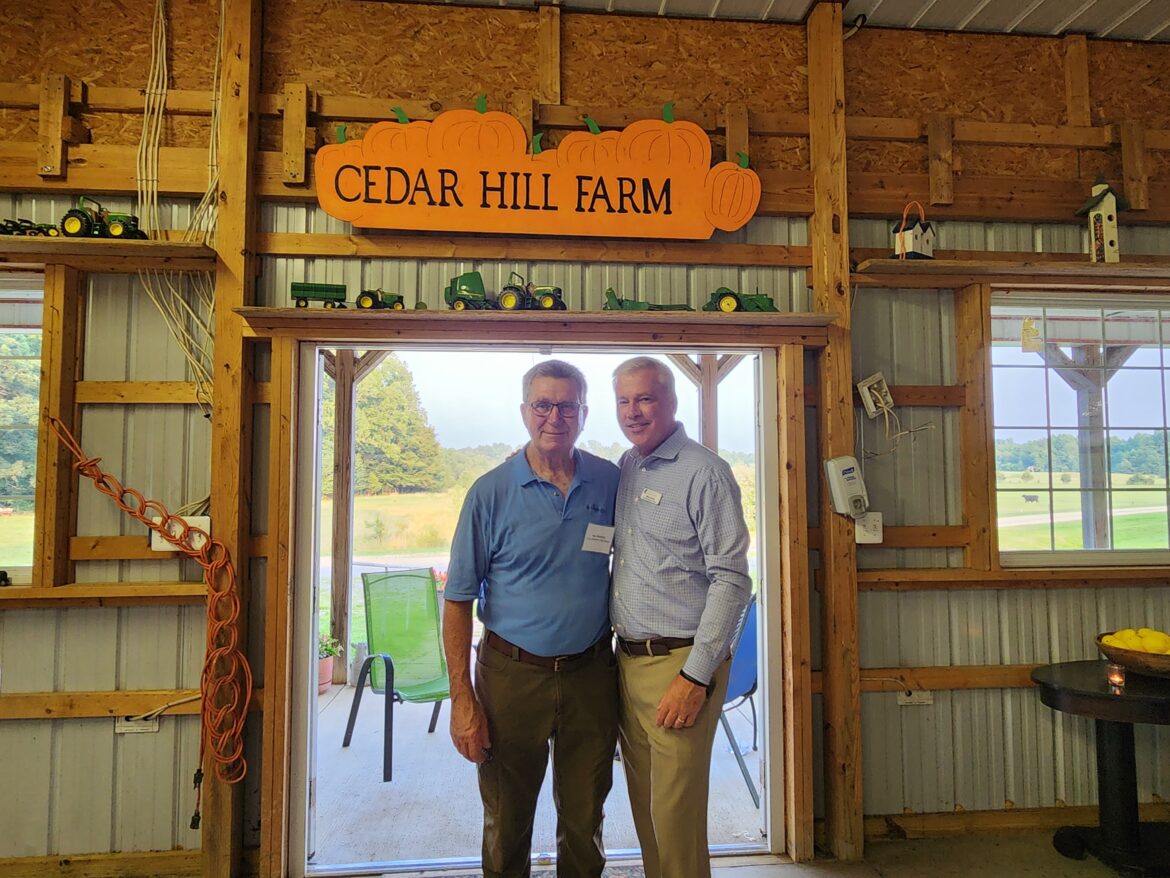 From left, former State Senator Mac Middleton, and Hospice of the Chesapeake President and CEO Mike Brady at Cedar Hill Farm in Waldorf, Maryland. 