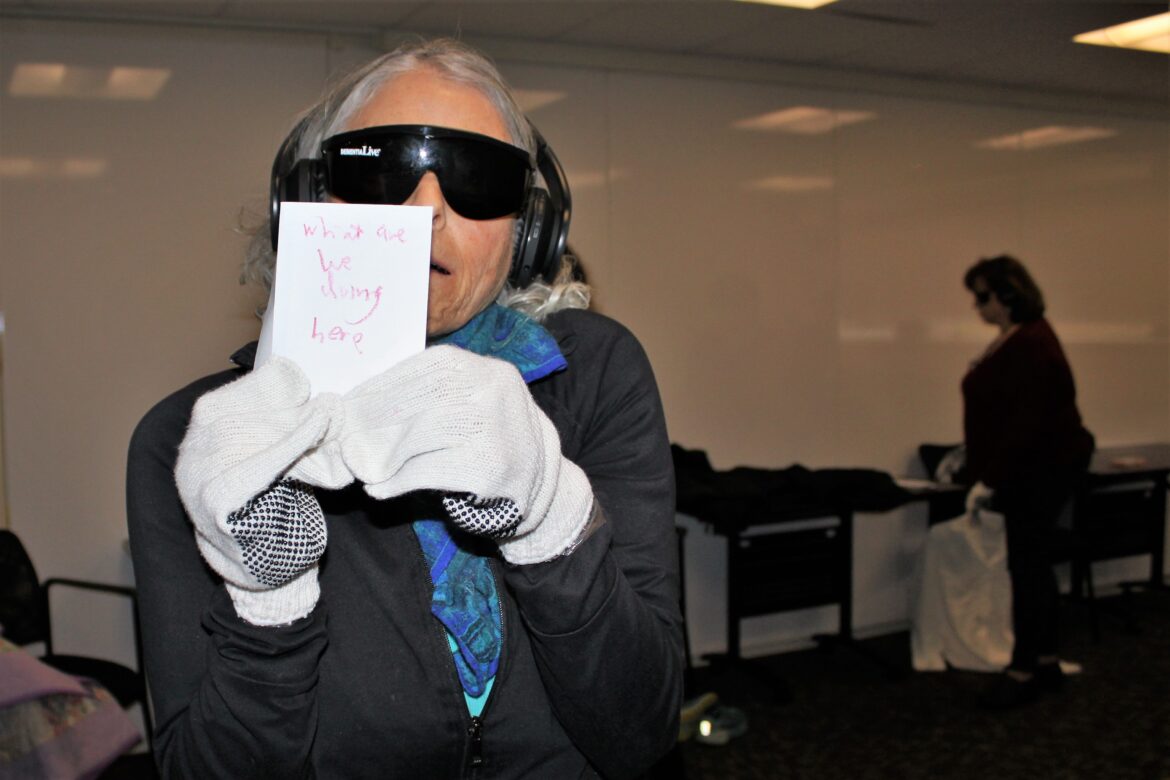 During a Dementia Live training session, a Hospice of the Chesapeake volunteer was so overwhelmed by the simulated confusion that she wrote a note to the trainers that read, "What are we doing here."