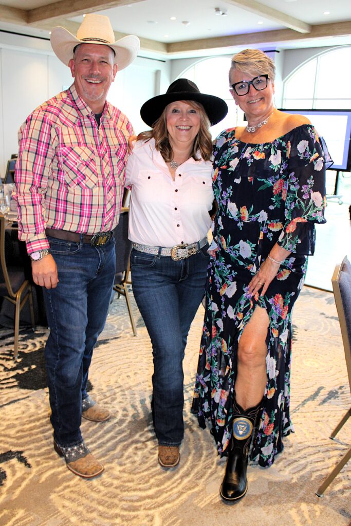 From left, Brandon Mooney; Dawn Mooney, Business Banking Relationship Manager, Shore United Bank; and Kathy Maney, Calvert County Chamber of Commerce President and CEO at Boots & Bling.